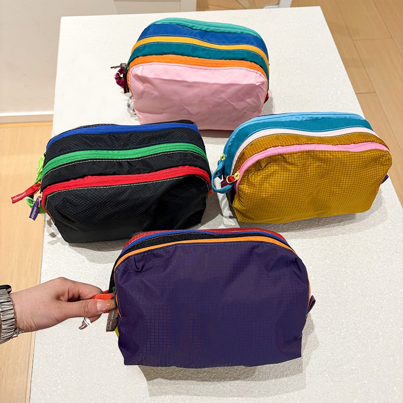 Stockage pliable Brodé Couleur-Block Crossbody Sac de maquillage