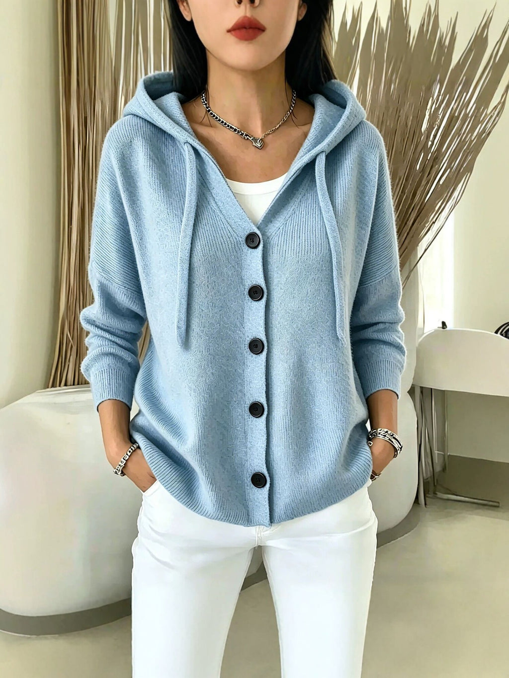 Femmes Européen et américain-style Automnehiver Knit à capuche Cardigan