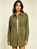 Femmes Suede Tassel Casual Shirt