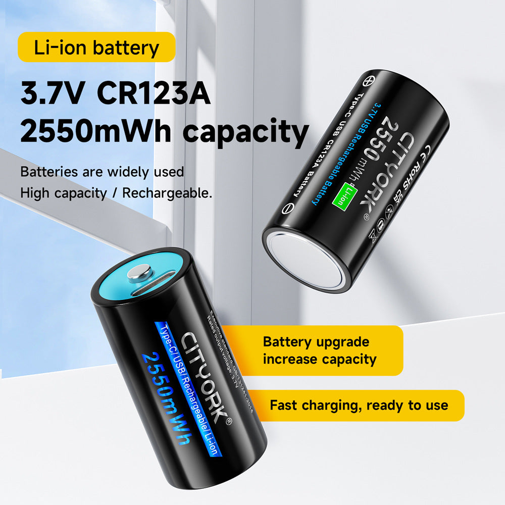 CR123AUSB Grande capacité Type-C 37V Batterie au lithium