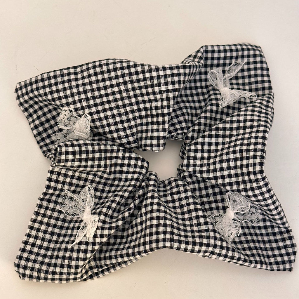 French Vintage Plaid Square Scrunchie
