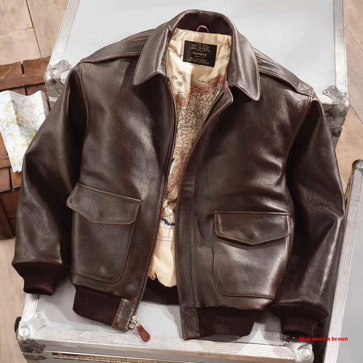 Manteau en cuir retro surdimensionné de la Force aérienne américaine