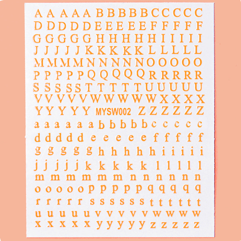 Stickers Nail 12 Couleurs Boîtier en lettres anglaises Décoration pour bricolage fluorescent
