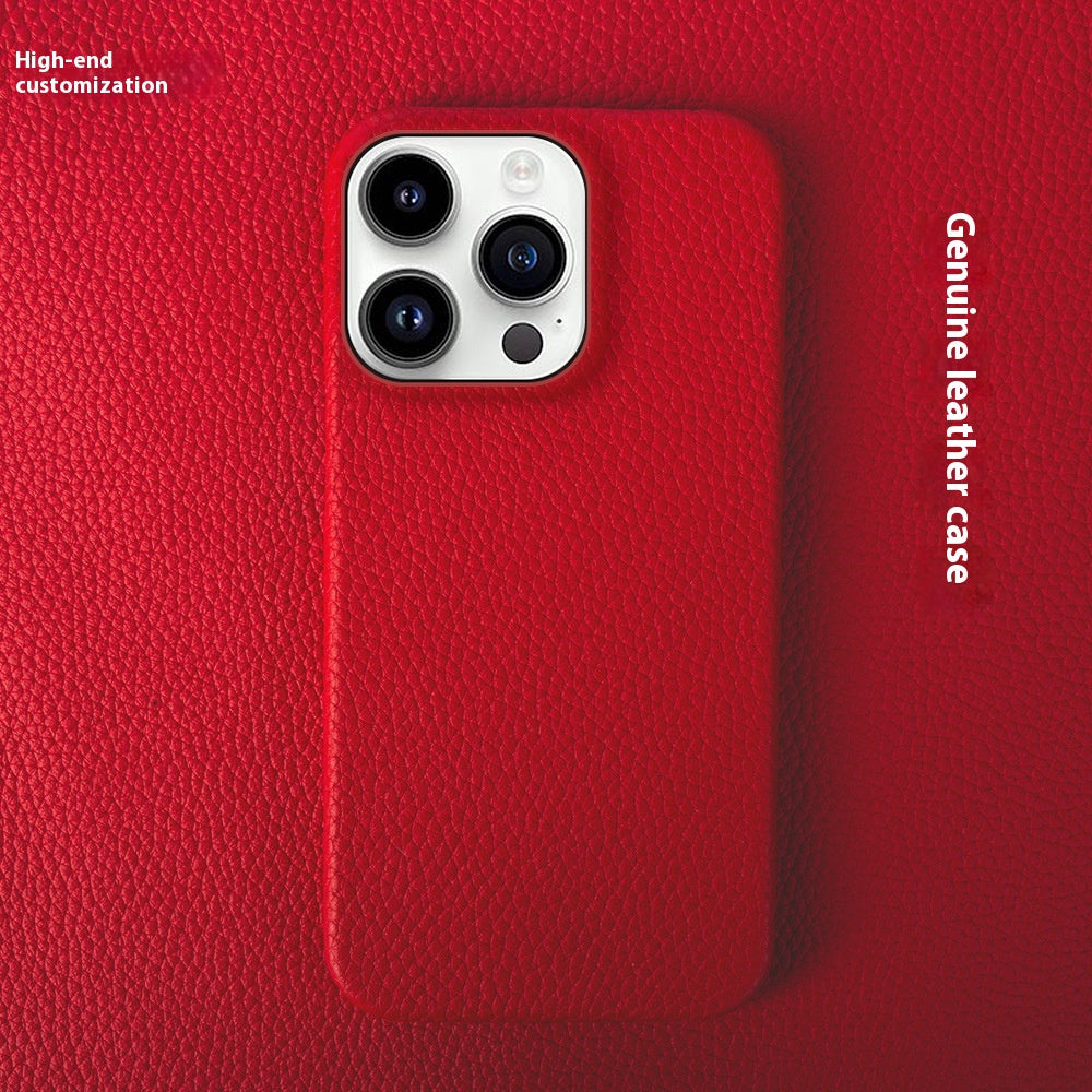 Simple Solid couleur cuir demi-paquet de téléphone Case