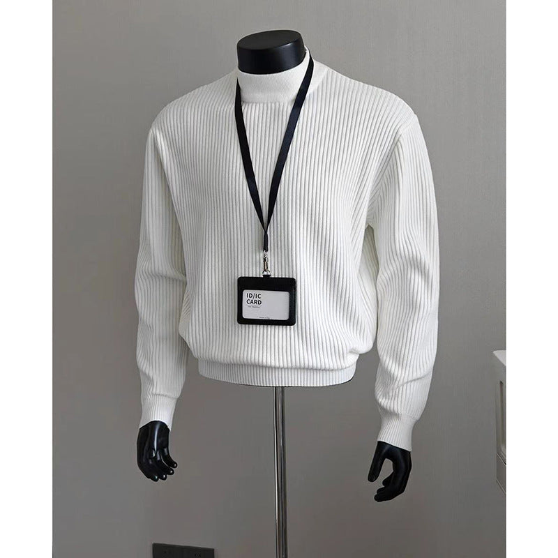 Hommes Chandail à col roulé à col roulé blanc
