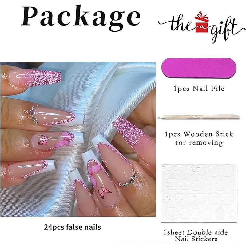 24 PCS Glitter poudre papillon ongles art