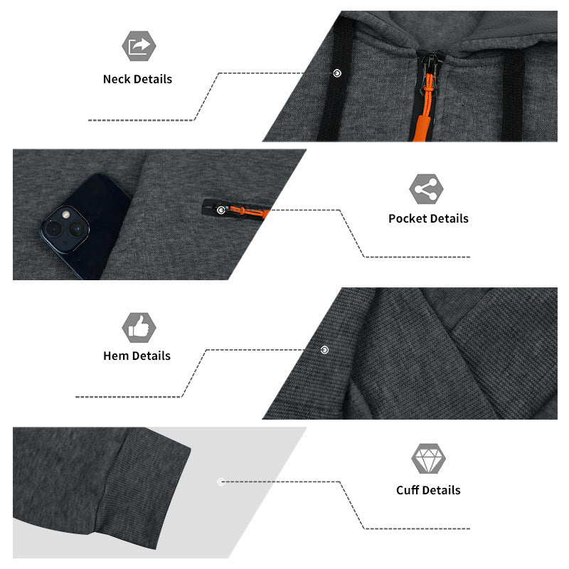 Arrivée European Size Half-Zip Multi-Pocket Casual Loose Sports Pullover Hoodie For Foreig