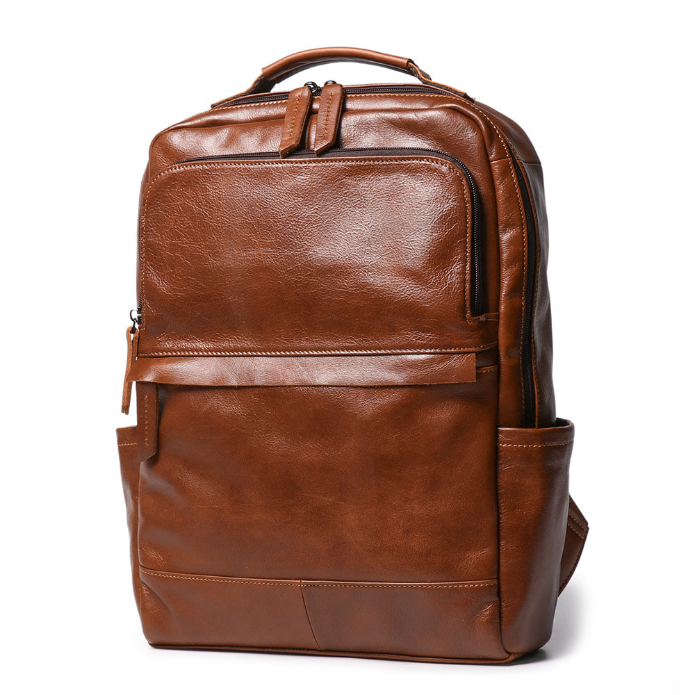 Men's retro leather backpack