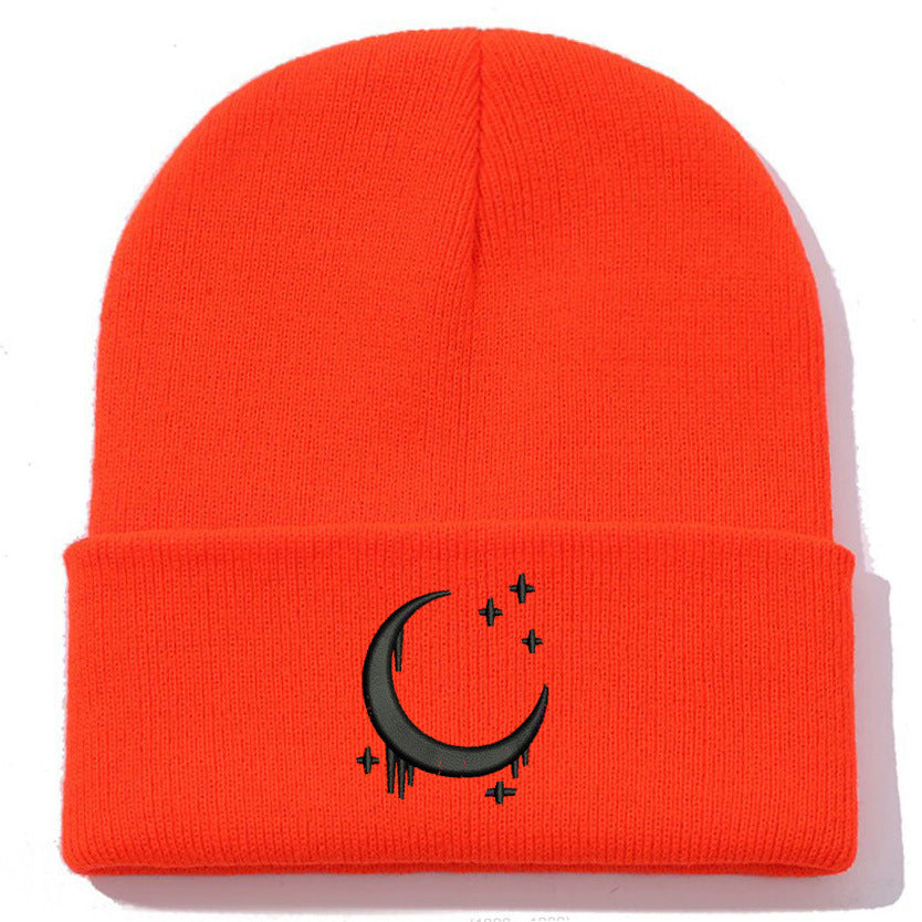 Chapeau en tricot brodé Amazon avec lune et étoiles Design AutomneHiver Chapeau en laine