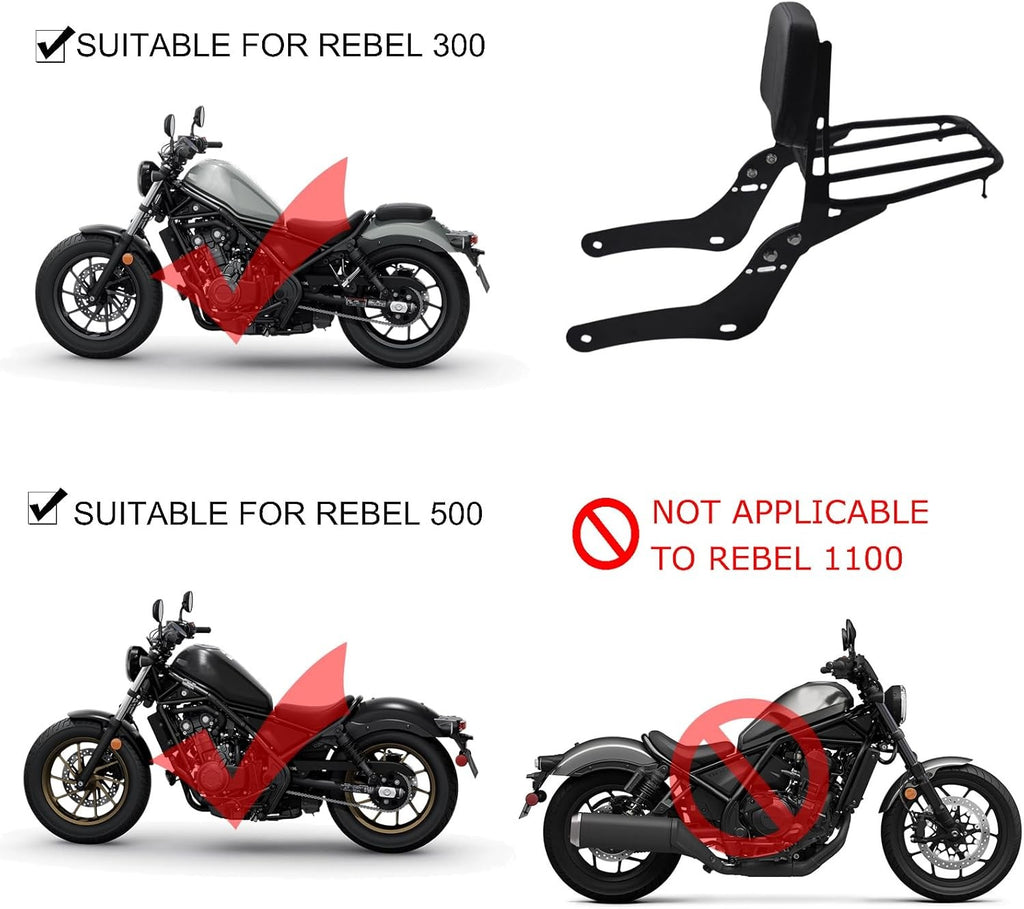 Sac à bagages Cargo Mount Backrest Lazyback Pad Sissy Bars pour R Ebel CMX 300 500.