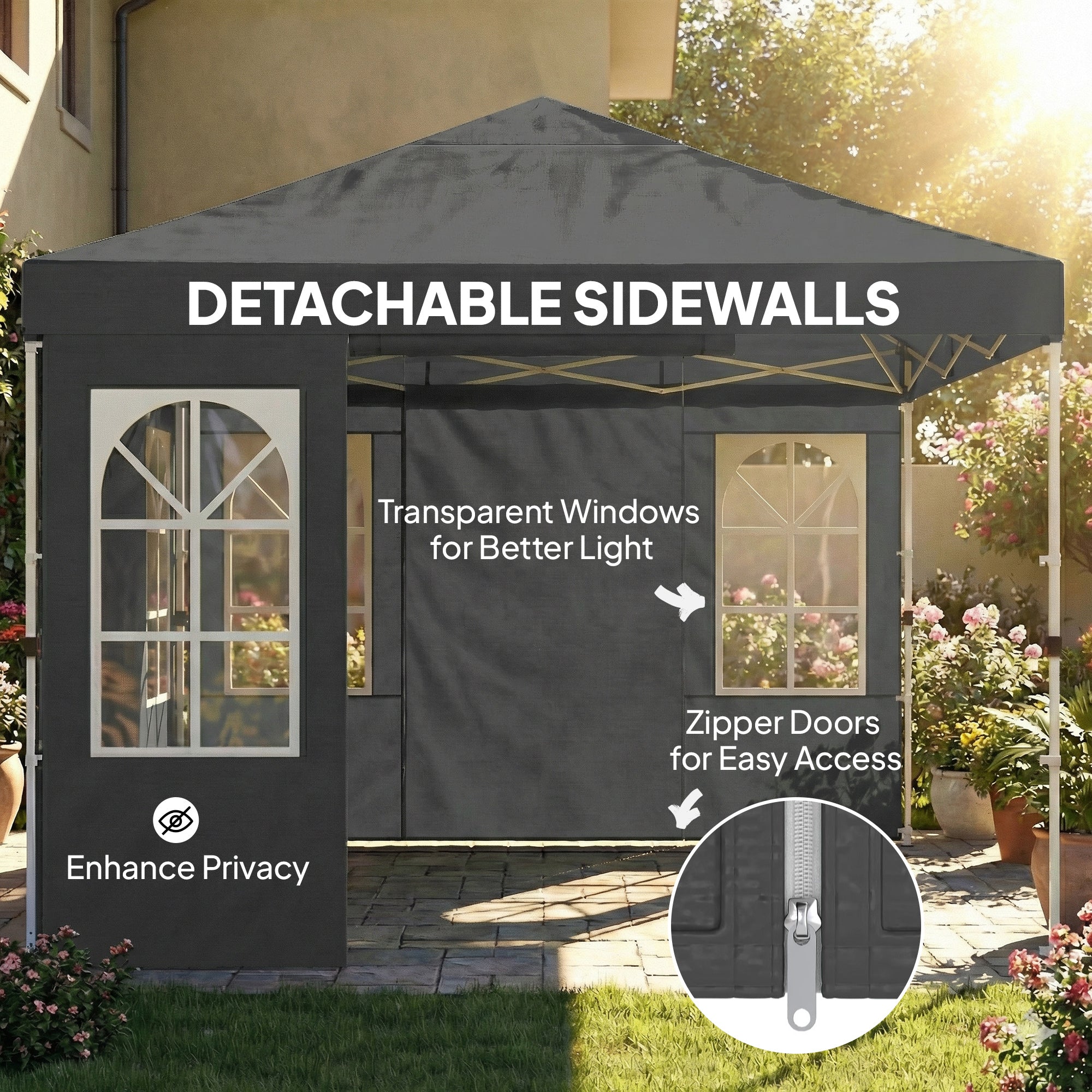 9,6 x 9,6 pieds Pop Up Canopy Tente avec parois latérales
