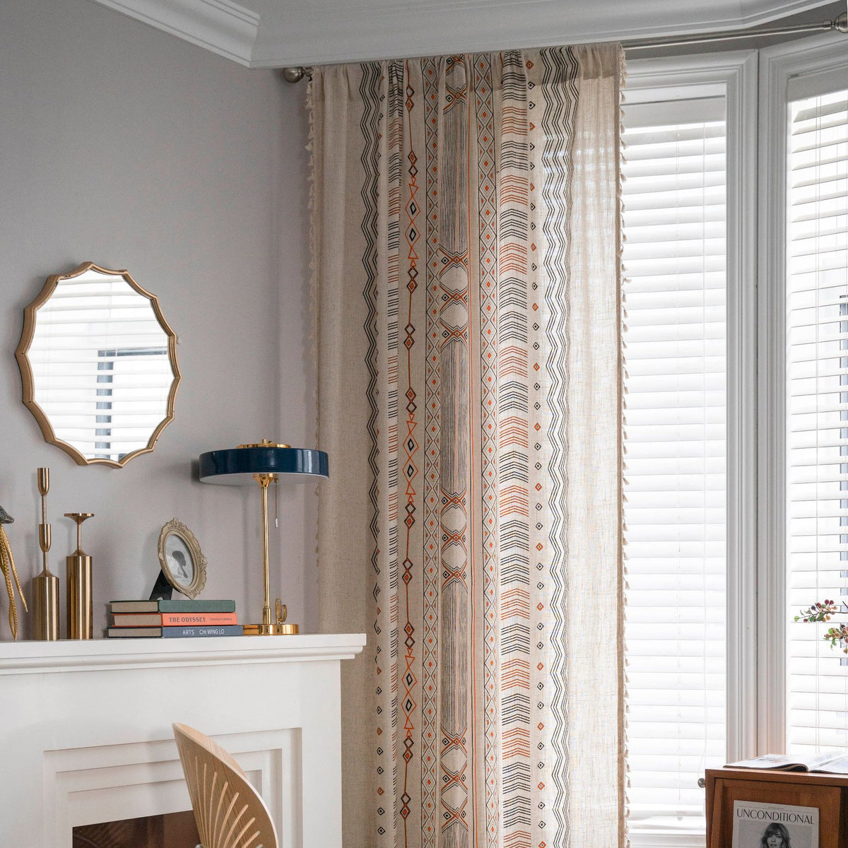 Coton crème Boho et imprimé en lin