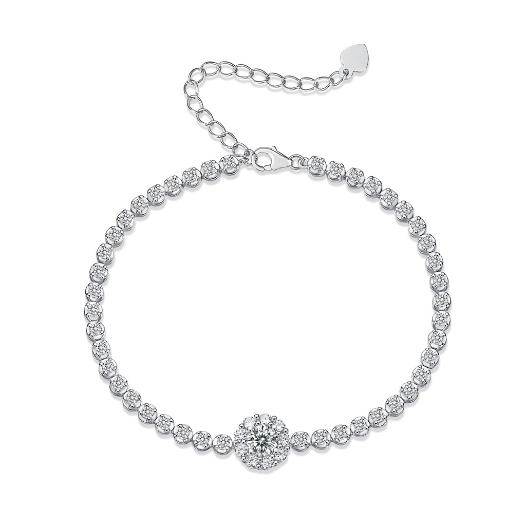 S925 Bracelet de tennis en argent 7.4g Moissanite