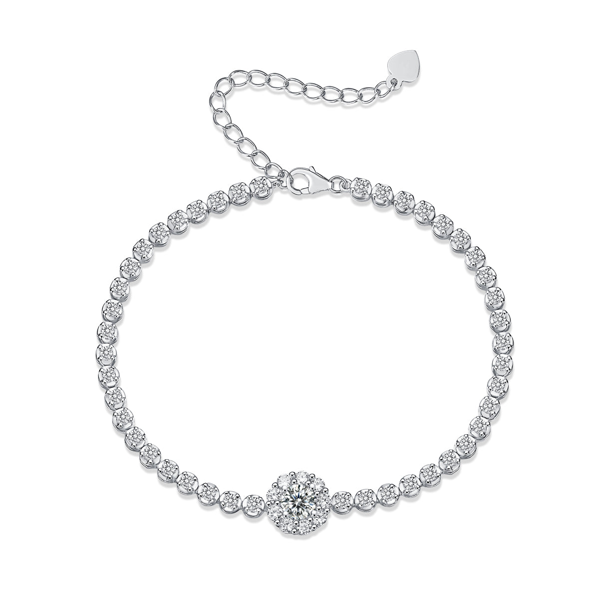 S925 Bracelet de tennis en argent 7.4g Moissanite