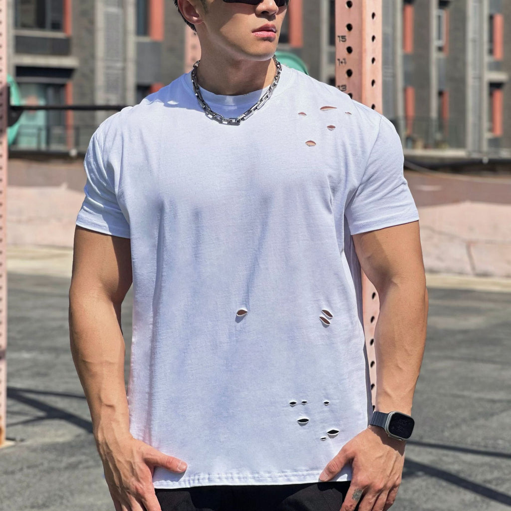 Sports musculaires Coton libre Fitness manches courtes Hommes