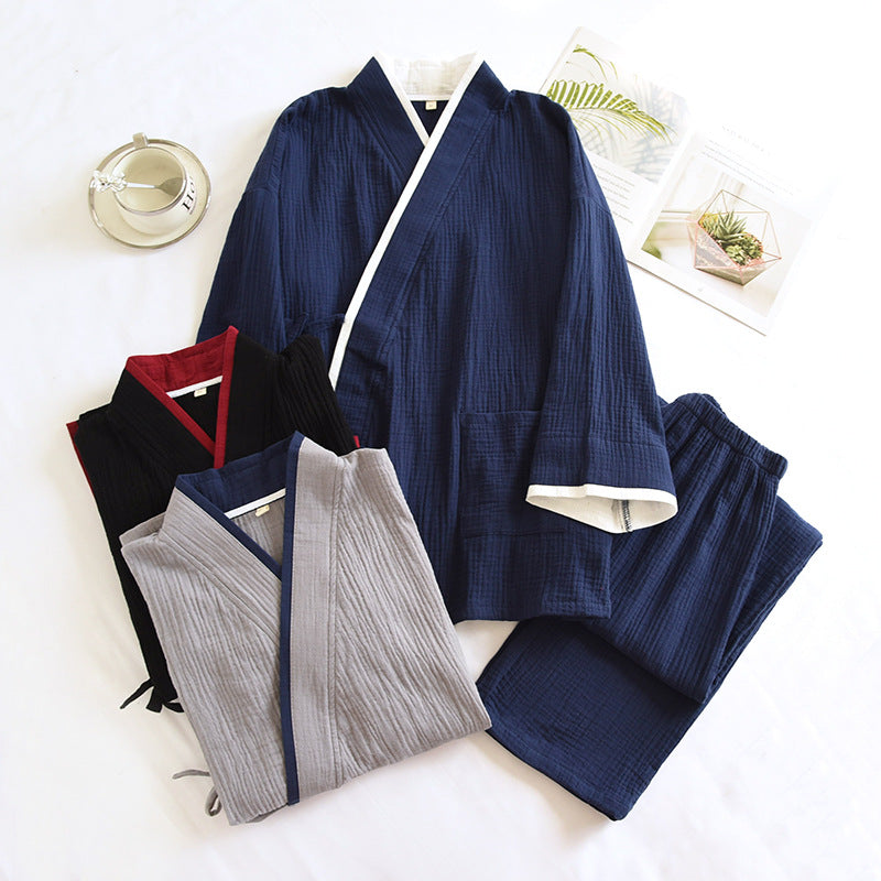 Hommes Kimono Hanfu Pure Cotton Gauze Pajama Set