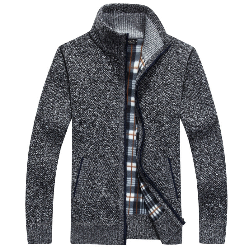 Chandail à fermeture éclair d'automne et de cardigan d'hiver pour hommes Épaisseur de collier en polaire