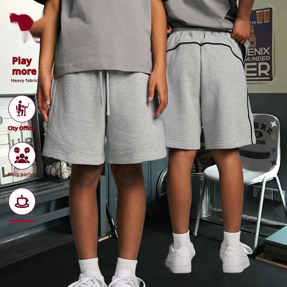Solid Couleur Loose Moyen et Grand Short enfant Style basique Short sportif