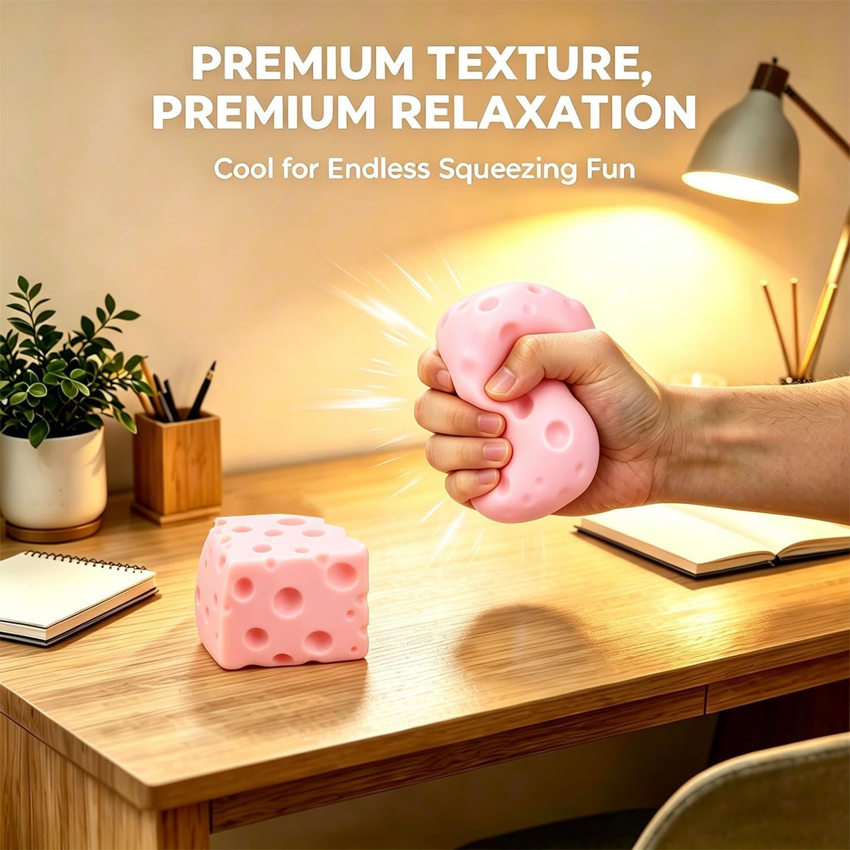 Jouet de fromage pour le stress et l'anxiété Relief Soft Skin-Feel Cheese Squeeze Toy
