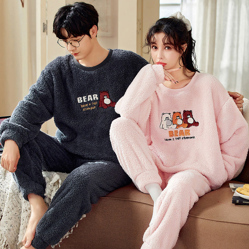 Pyjamas de velours de ménage de couple de polaire de corail