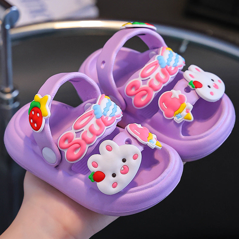 L'été des filles intérieur doux fond anti-dérapant lapin Pantoufles