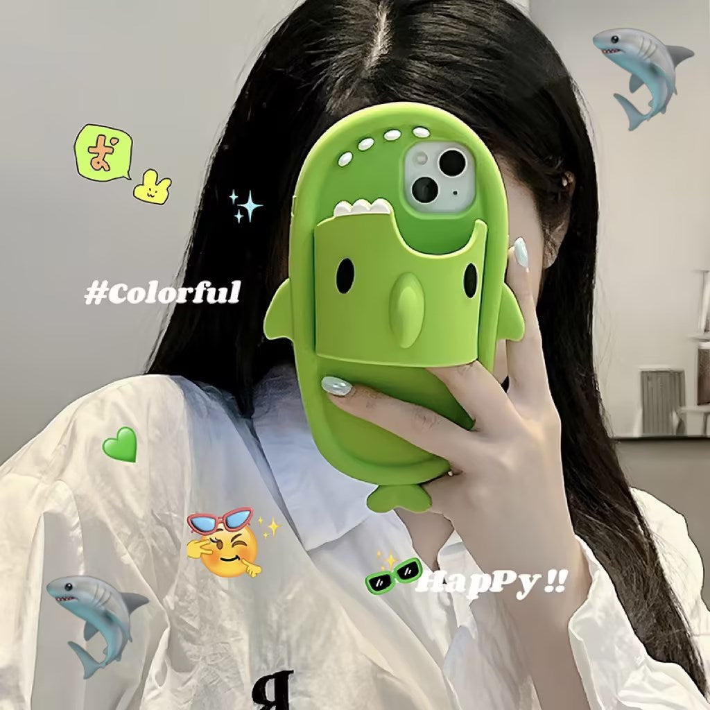 Funny Shark Slipper Phone Case pour Iphone 11 12 13 14 Pro Max Creative Soft Silicone Shock