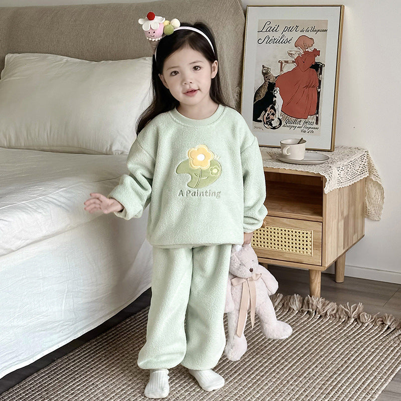 Jeu de pyjama à manches longues en cou d'équipage en plein air pour filles