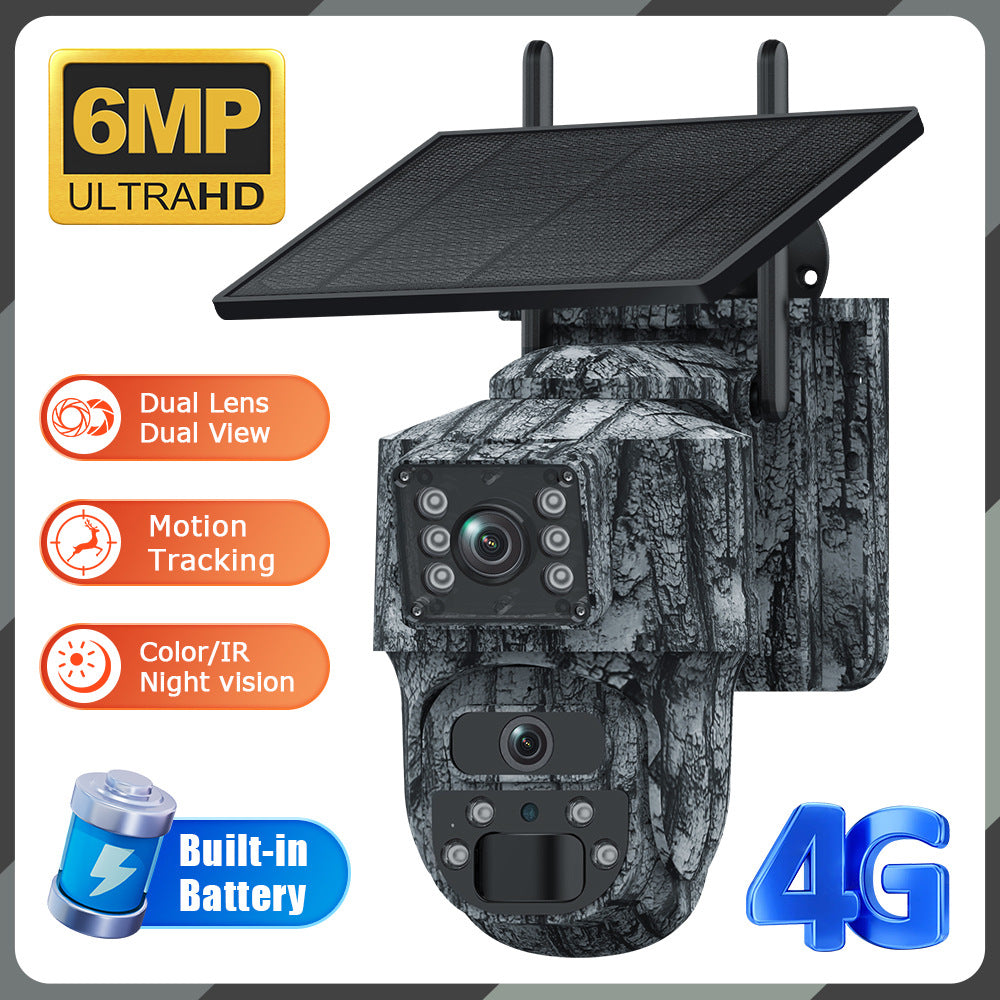 Caméra de surveillance solaire 6MP HD double écran