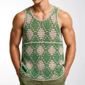 Contrast-color Diamond-pattern Knit Vest Hollow-out