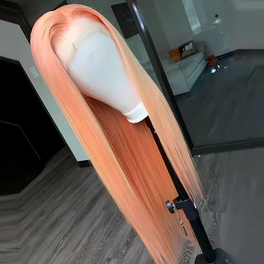 Lumière Orange Long cheveux droit 134 Dentelle avant fibre chimique fibre haute température fibre perruque H