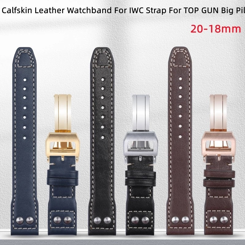 Bracelet de montre en cuir véritable Jet de feu portugais