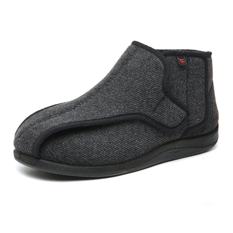 Tweed rayé avec de larges chaussures Velcro