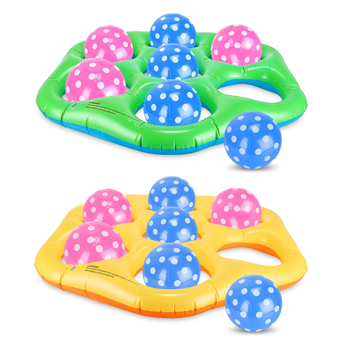 1Pc Inflatable Tic-Tac-Toe Billiards Pool Game with 7 Balls Portable Inflatable Summer Water Toy
