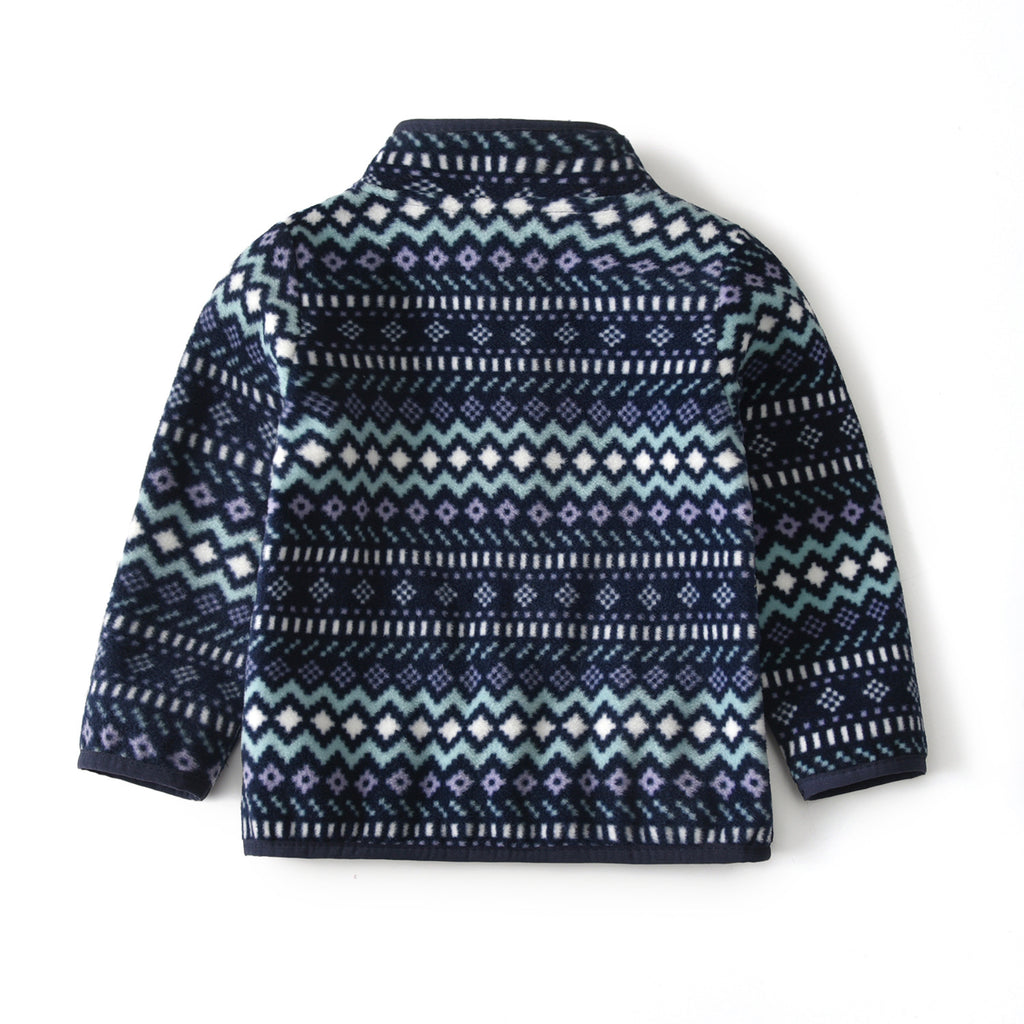 Veste polaire bébé bleu marine rayé long manche long collier