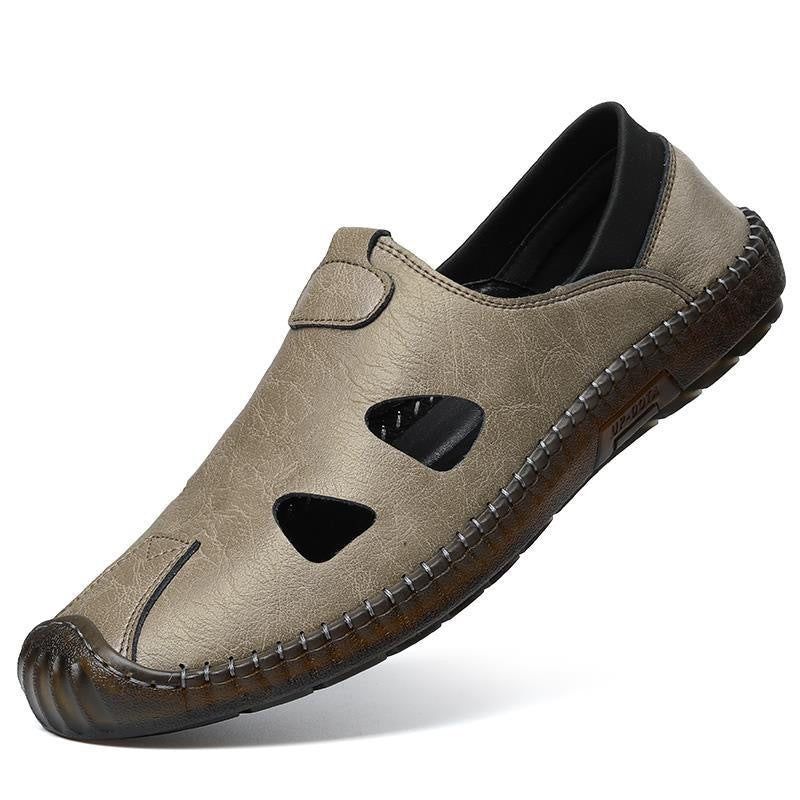 Chaussures en cuir décontracté faites à la main pour homme Style respirant perforé pour homme