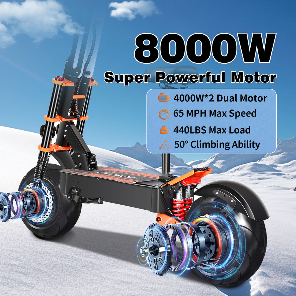 Scooter électrique de commutation X8 avec roues de 13 pouces et pneus sur route de 32 Mph