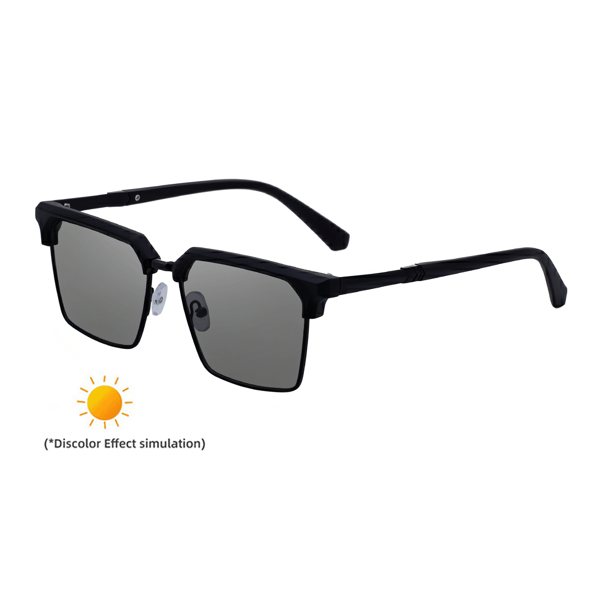 Lunettes de soleil européennes et américaines pour sourcils de mode à demi-forme en couleur changeante pour hommes