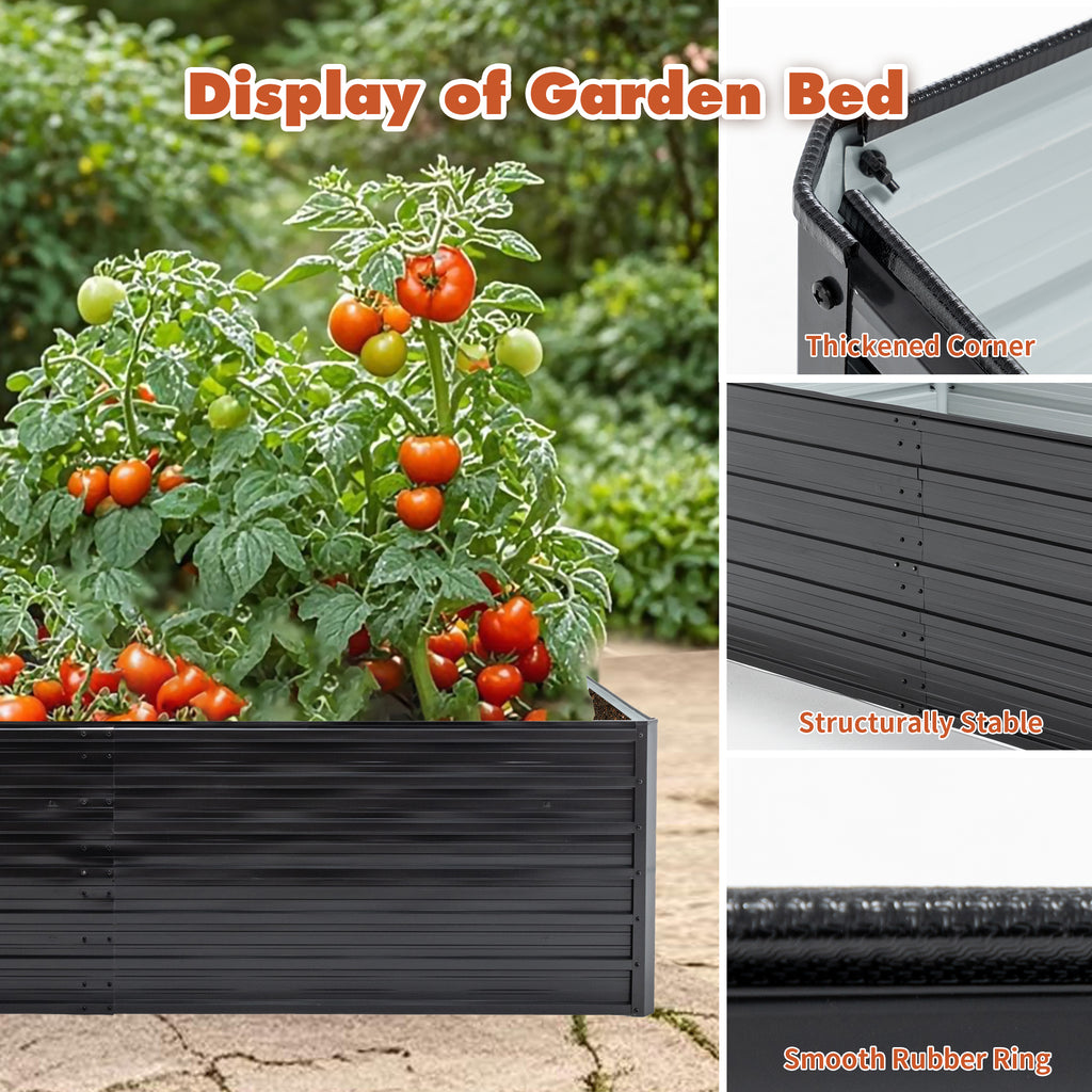 Kit de lit de jardin surélevé en métal 2 paquets extérieur - Ensemble de boîtes de planteur galvanisé 8x4x2 FT