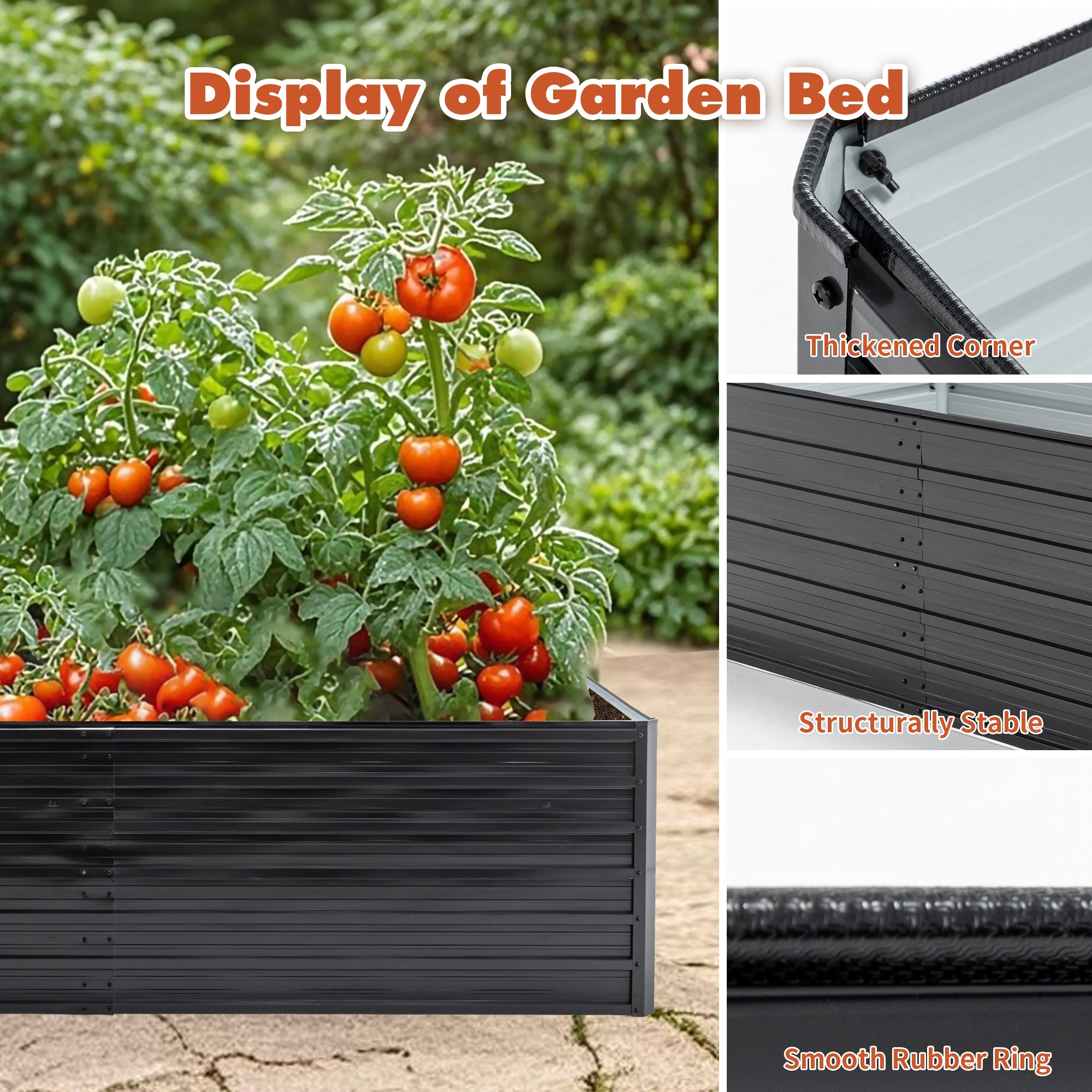 Kit de lit de jardin surélevé en métal 2 paquets extérieur - Ensemble de boîtes de planteur galvanisé 8x4x2 FT