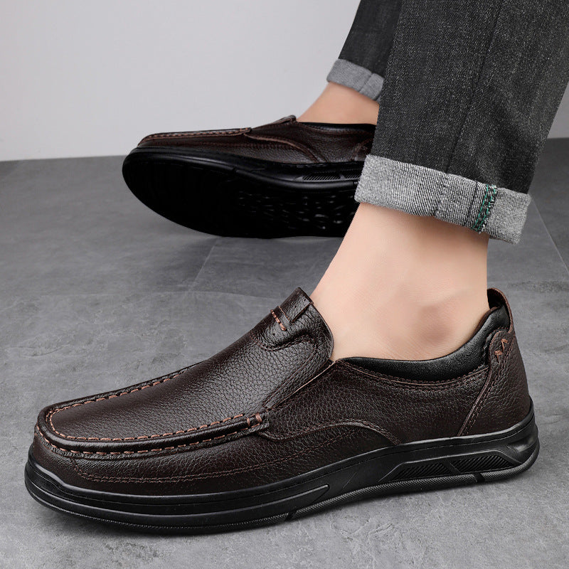 Chaussures décontractées confortables pour hommes en cuir de vache pleine fleur