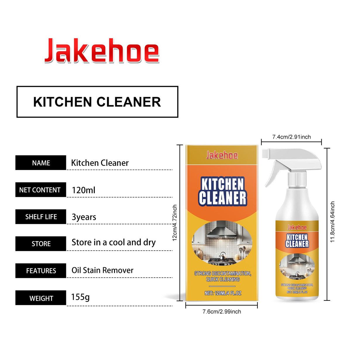 Vaporisateur de nettoyage de la graisse de cuisine JAKEHOE