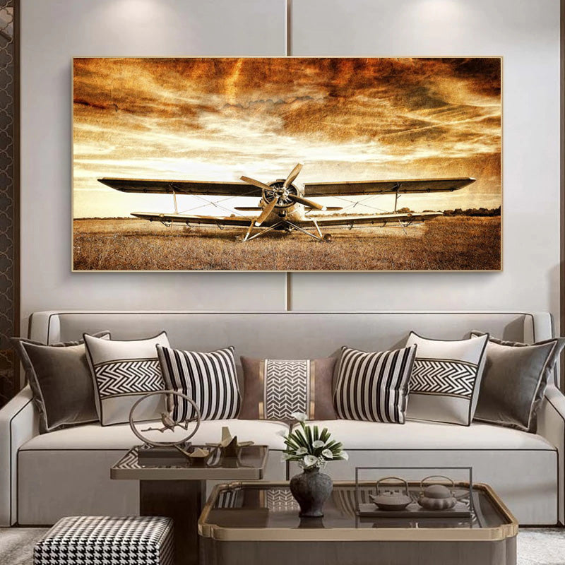 Peinture sur toile d'affiche d'un ancien avion