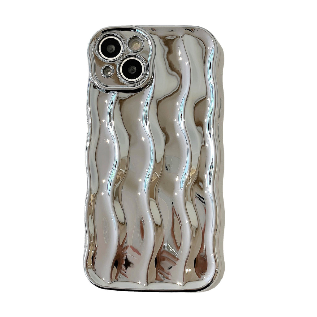 Applicable Electroplating 3-dimensional Wave Stripe Phone Case Protection anti-goutte