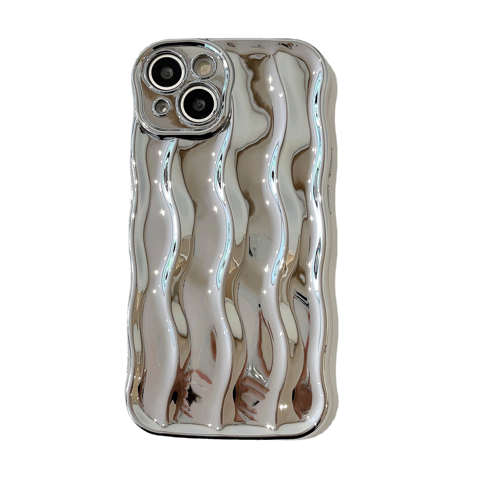 Applicable Electroplating 3-dimensional Wave Stripe Phone Case Protection anti-goutte