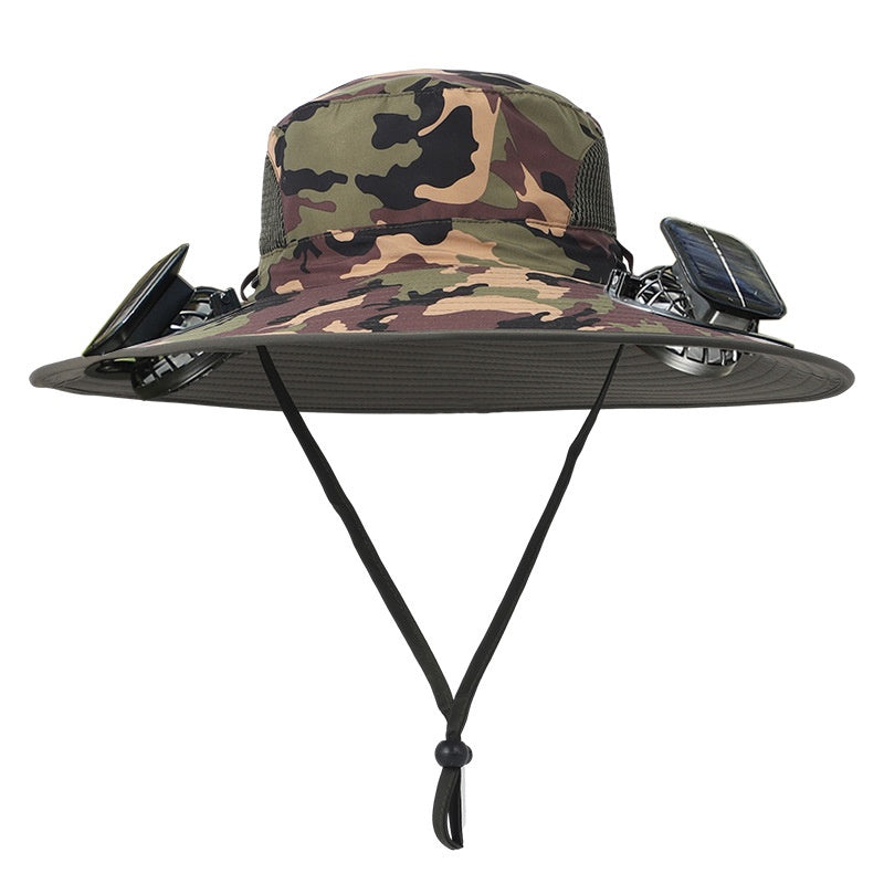 Chapeau de soleil large brim d'extérieur avec ventilateur solaire grand brim ventilateur solaire de pêche extérieure chapeau solaire USB