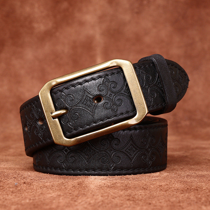 Ceinture en cuir véritable sculptée disponible double face