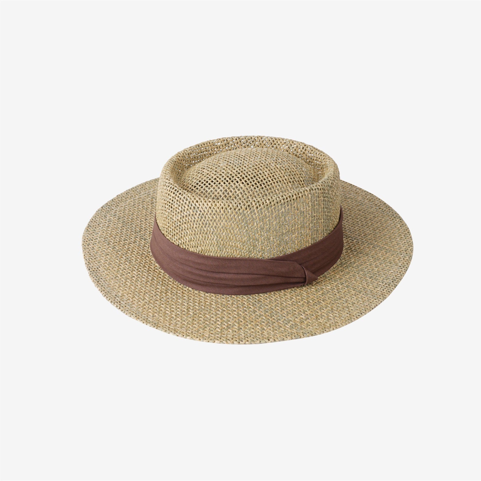 Chapeau de paille plat Hollow de style vieux argent pour femmes