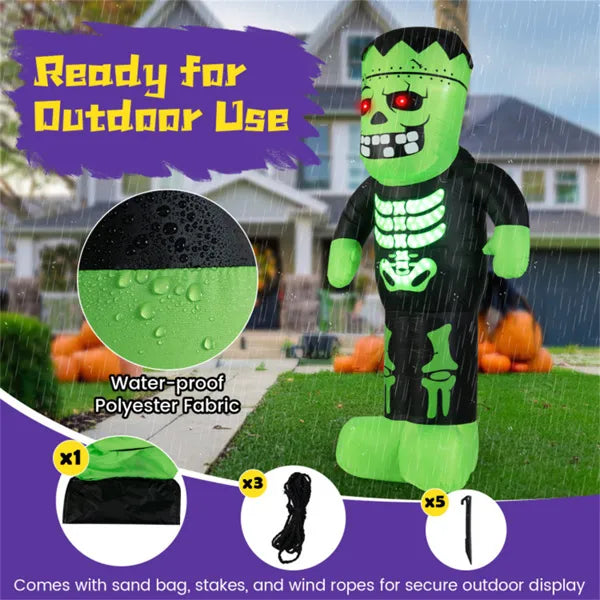 Lit LED gonflable Frankenstein (8,4ft) - 90s Inflation rapide Waterproof Outdoor Halloween