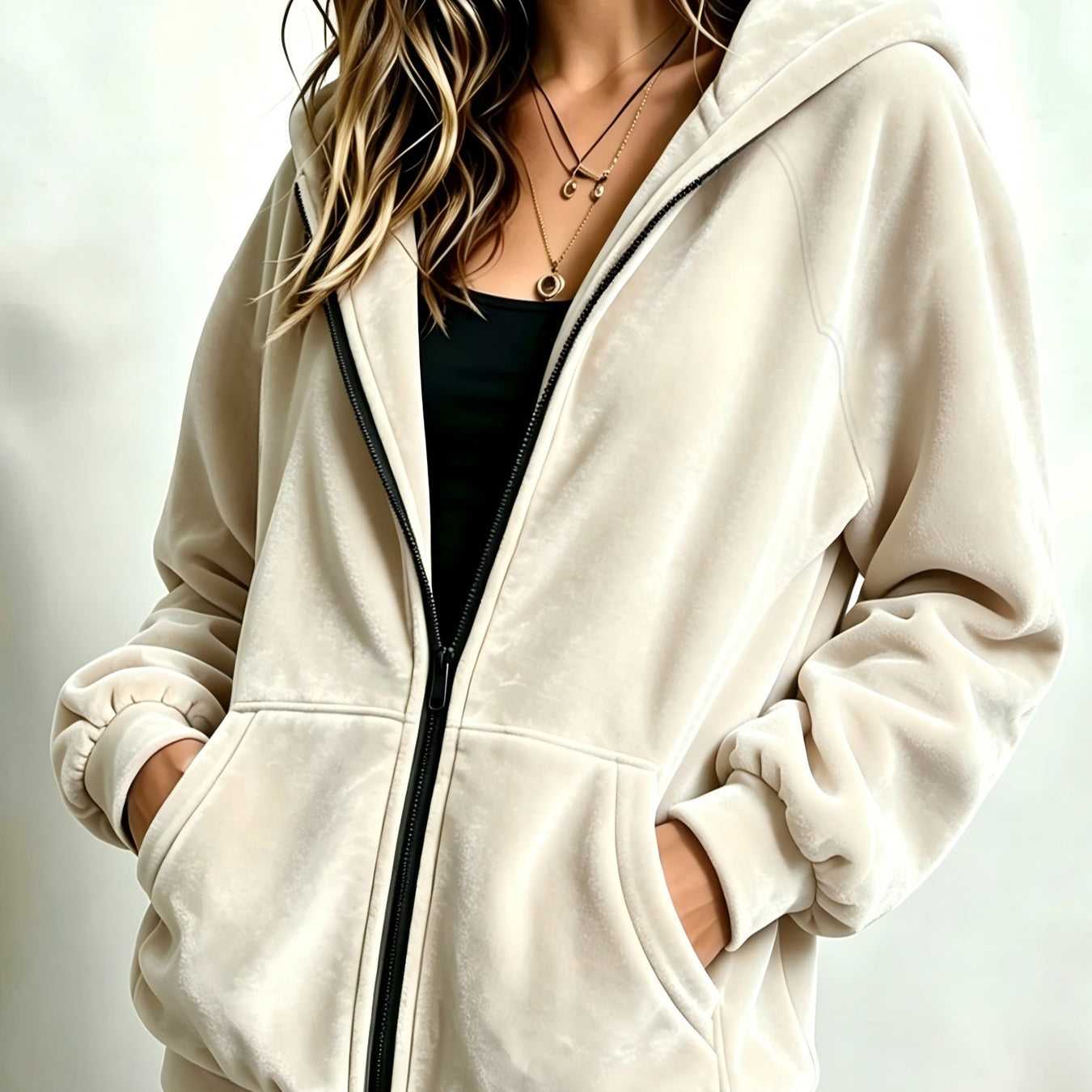 Sweatshirt casual à capuche Zip-up Designer Femmes
