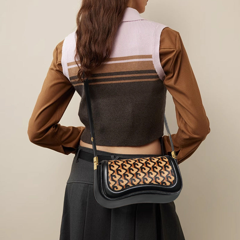 Sac à sous-arms tendance européen et américain rétro fashionable de haute qualité en cuir véritable Hor